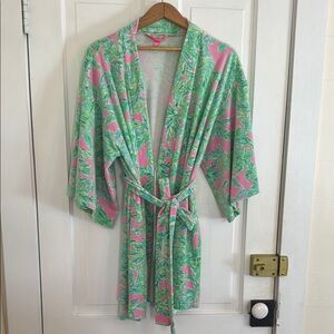 Lilly Pulitzer Pink and Green plush bathrobe size L/XL